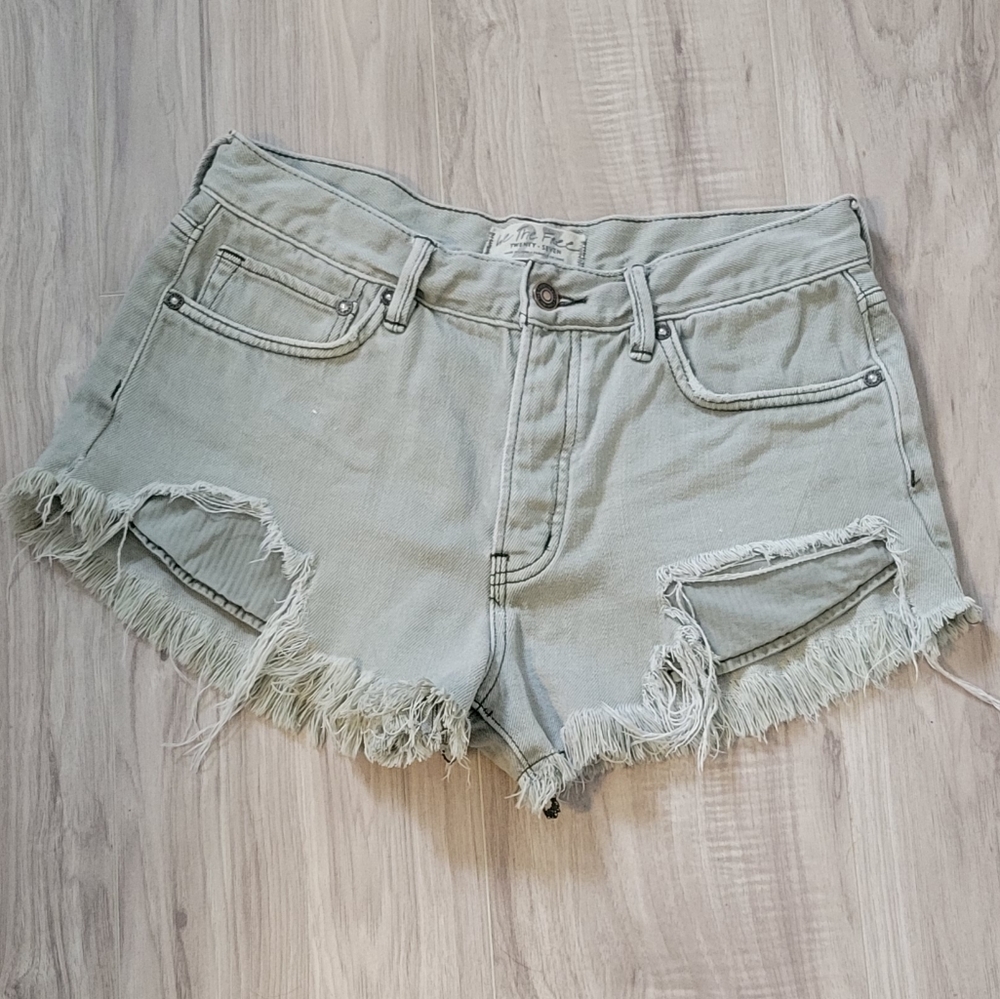 Free People We The Free Gray Jean Shorts